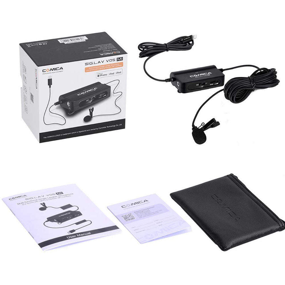 Comica Omnidirectional Lavalier Microphone with Gain and Monitoring for iOS Devices (Lightning)