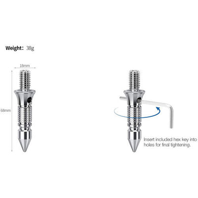 Leofoto TFN Stainless Steel Tripod Replacement Foot Spikes (3-Piece)