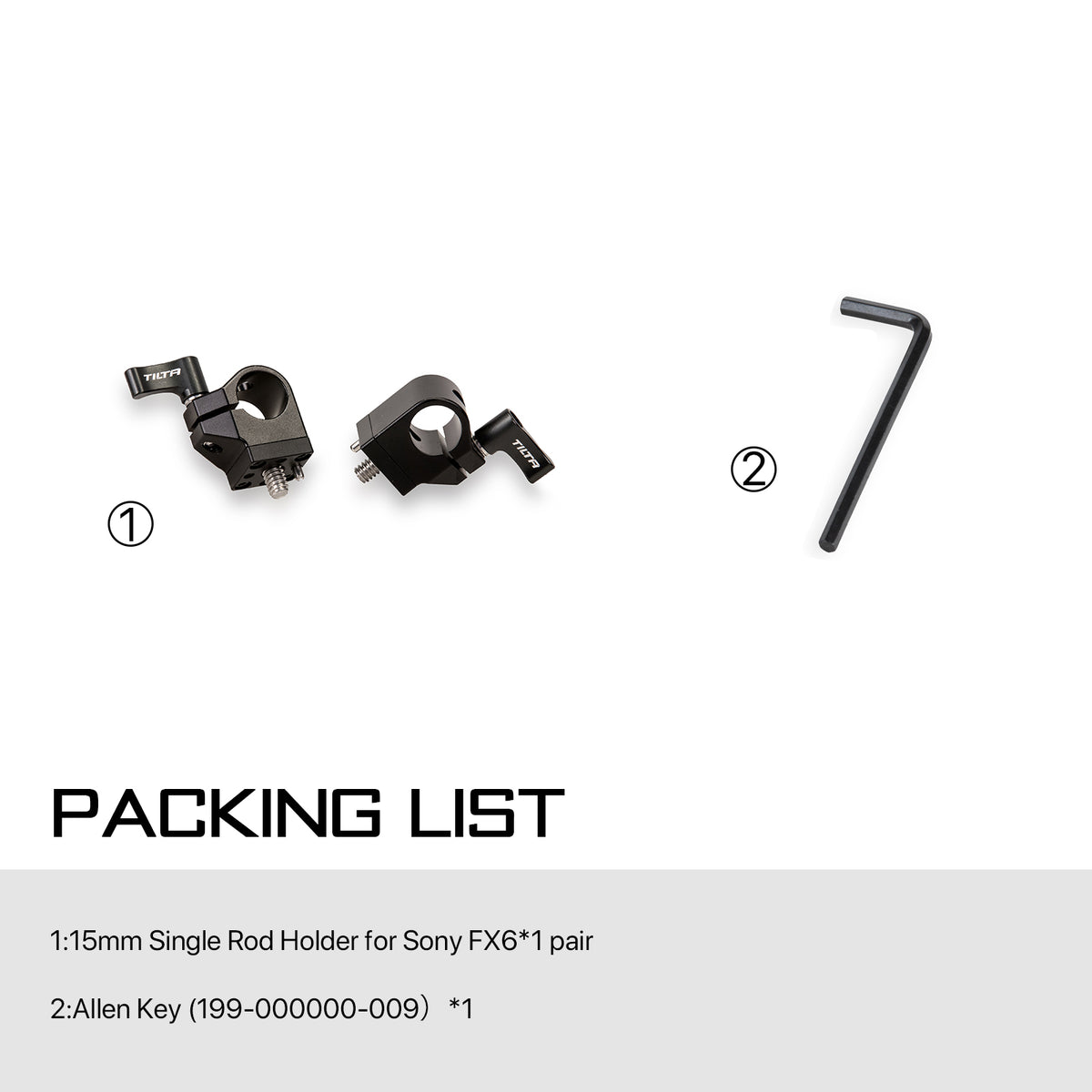 Tilta 15mm Single Rod Holder for Sony FX6 (pair)
