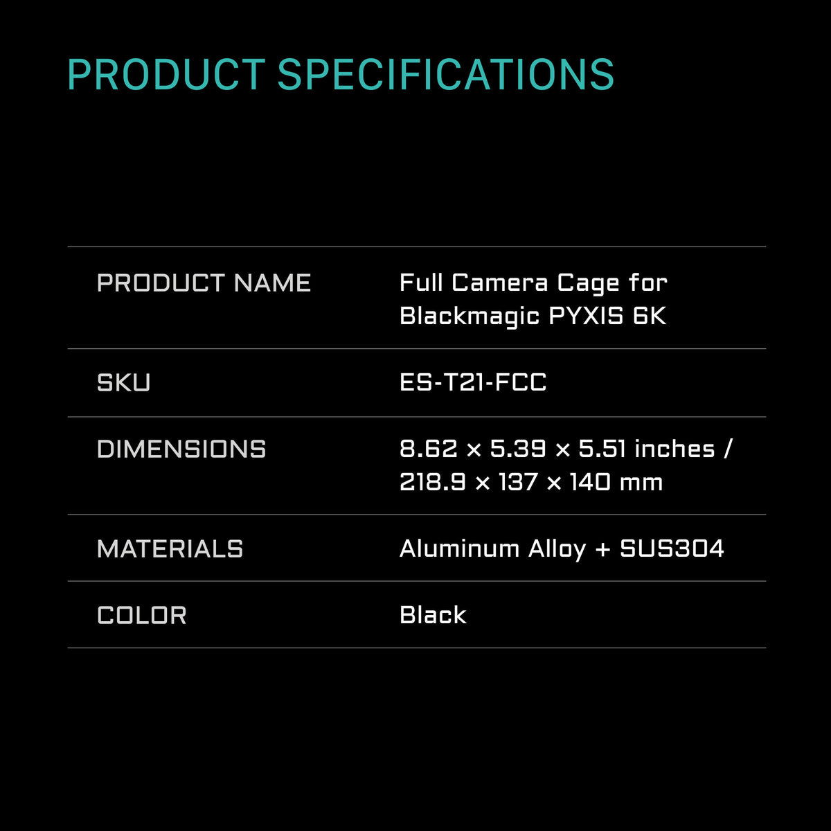 Tilta Camera Cage for Blackmagic PYXIS 6K/12K Base Kit