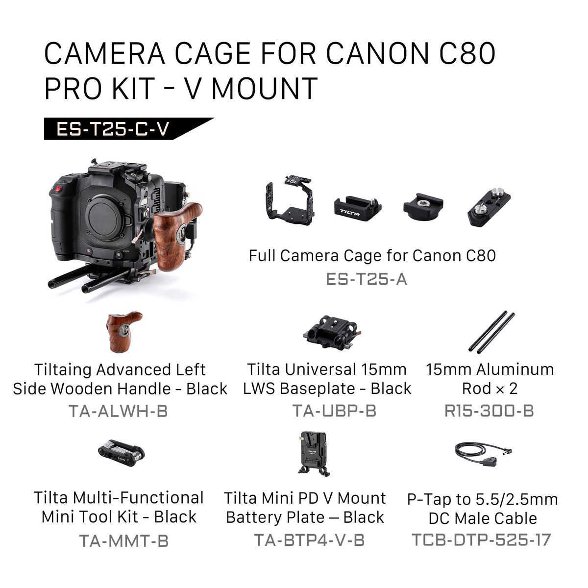 Tilta Camera Cage for Canon C80 Pro Kit - V Mount
