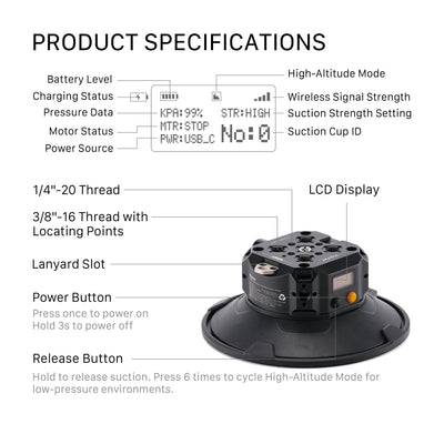 Tilta Hydra Electronic Suction Cup (6 Inch)