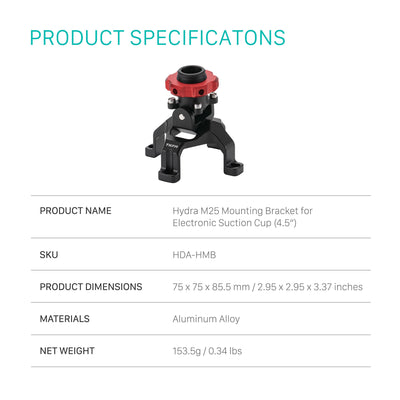 Tilta Hydra M25 Mounting Bracket for Electronic Suction Cup (4.5″)