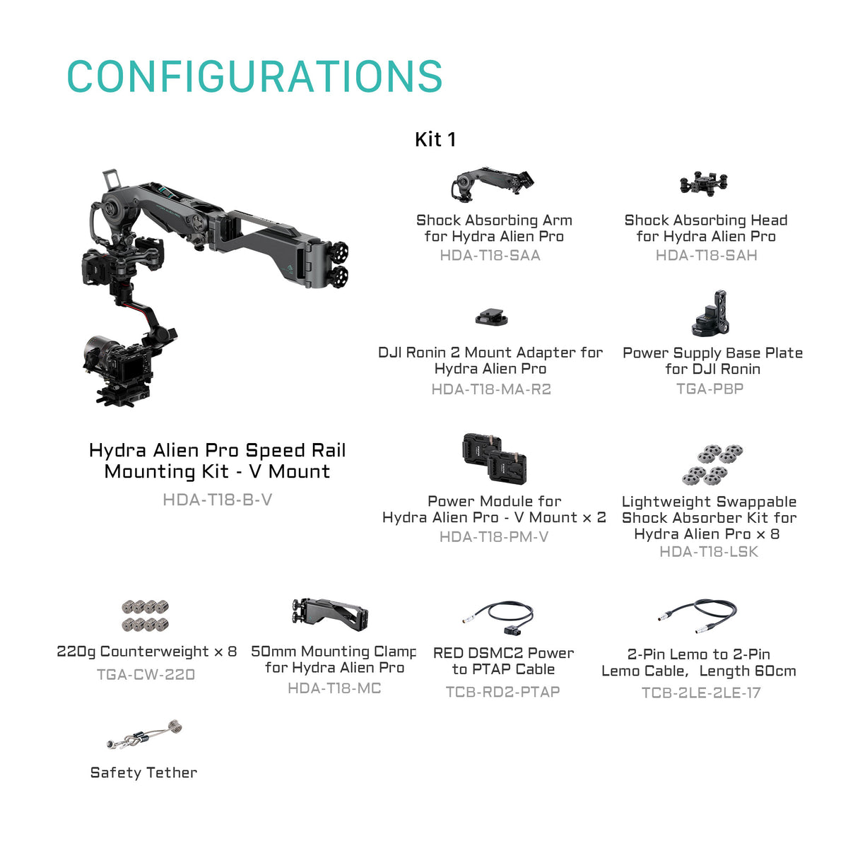 Tilta Hydra Alien Pro Speed Rail Mounting Kit - V Mount