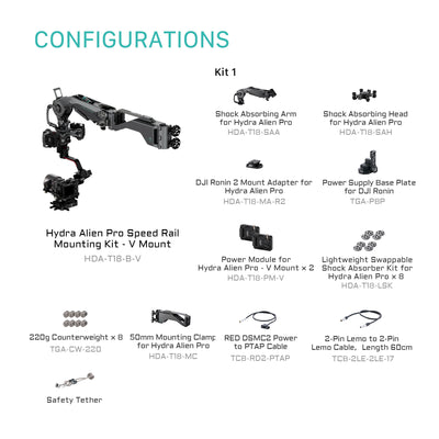 Tilta Hydra Alien Pro Speed Rail Mounting Kit - V Mount