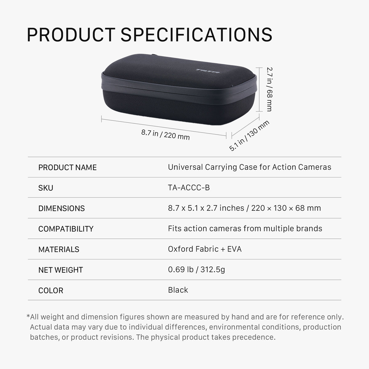 Tilta Universal Carrying Case for Action Cameras - Black