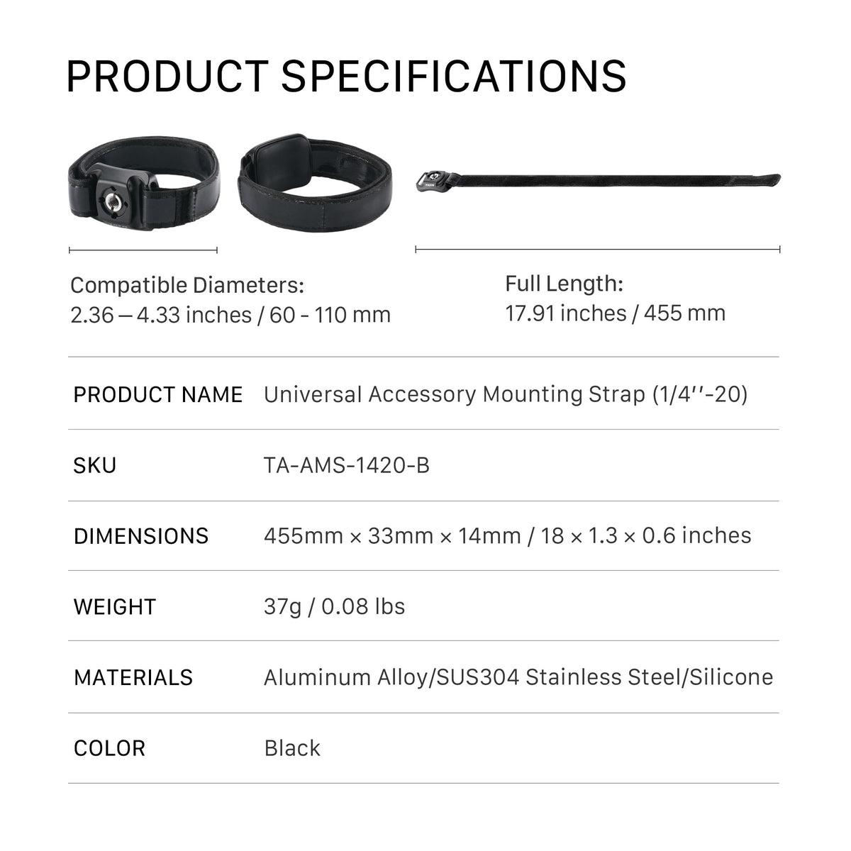 Tilta Universal Accessory Mounting Strap (1/4"-20) - Black