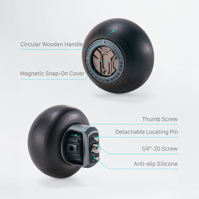 Tilta Circular Wooden Handle (1/4"-20) - Space Gray