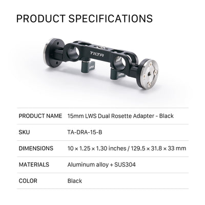Tilta 15mm LWS Dual Rosette Adapter - Black