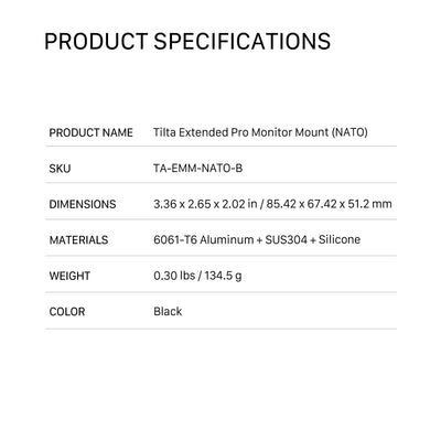 Tilta Extended Pro Monitor Mount (NATO) - Black
