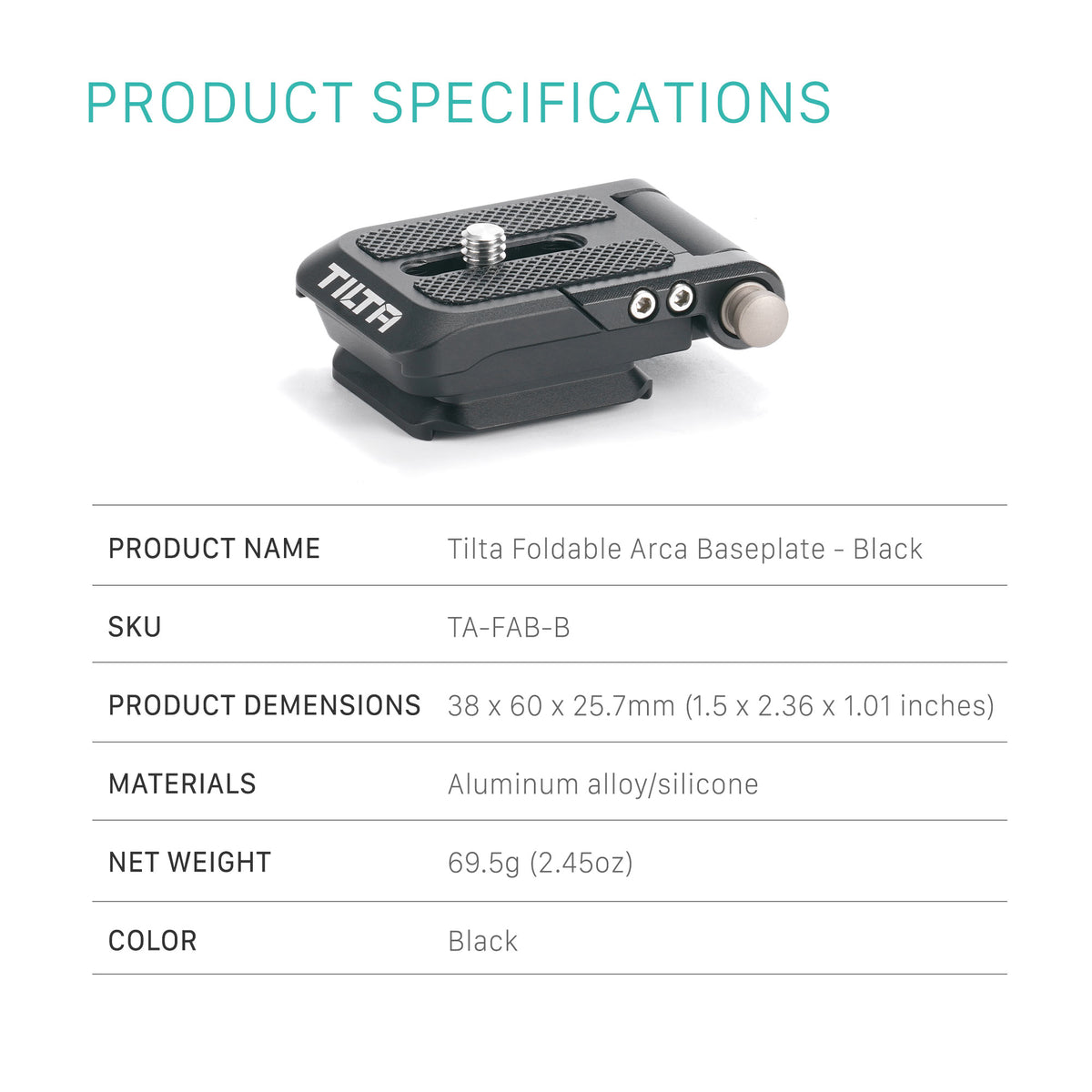 Tilta Foldable Arca Baseplate - Black