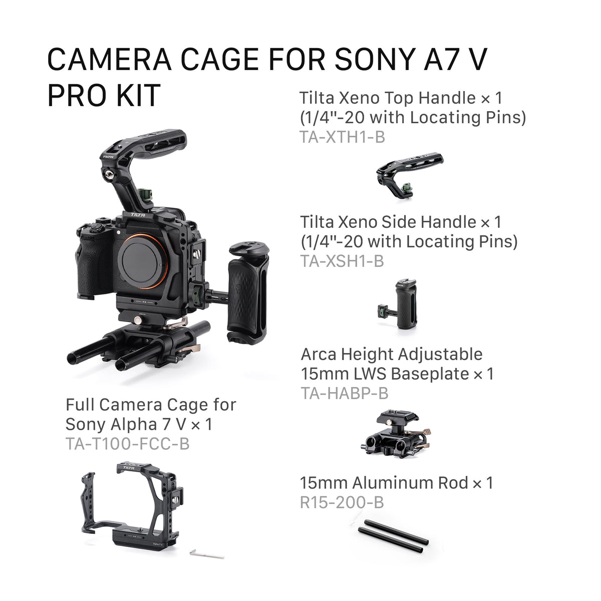 Tilta Camera Cage for Sony Alpha 7 V Pro Kit - Black