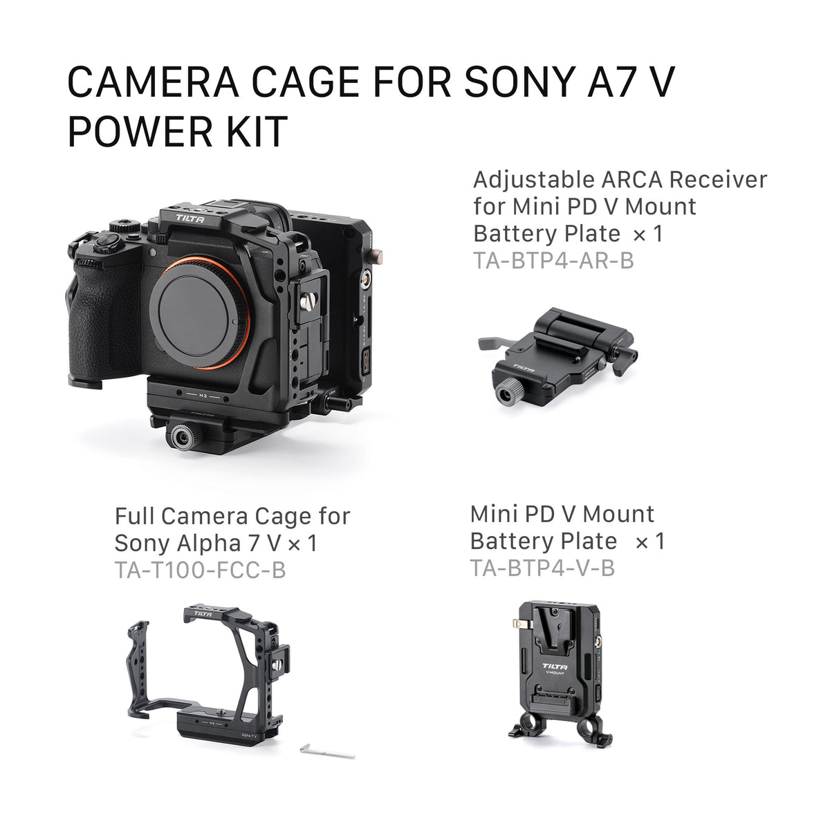 Tilta Camera Cage for Sony Alpha 7 V Power Kit - Black