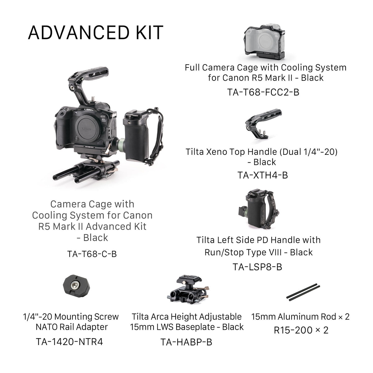 Tilta Camera Cage with Cooling System for Canon R5 Mark II Advanced Kit - Black