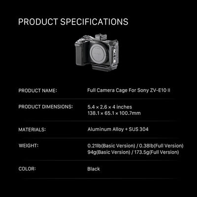 Tilta Full Camera Cage for Sony ZV-E10 II - Black