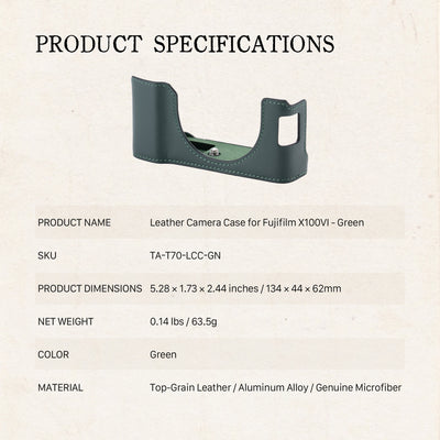 Tilta Leather Camera Case for Fujifilm X100VI - Green