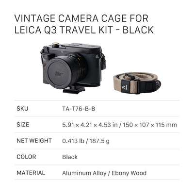 Tilta Vintage Camera Cage for Leica Q3 Travel Kit - Black