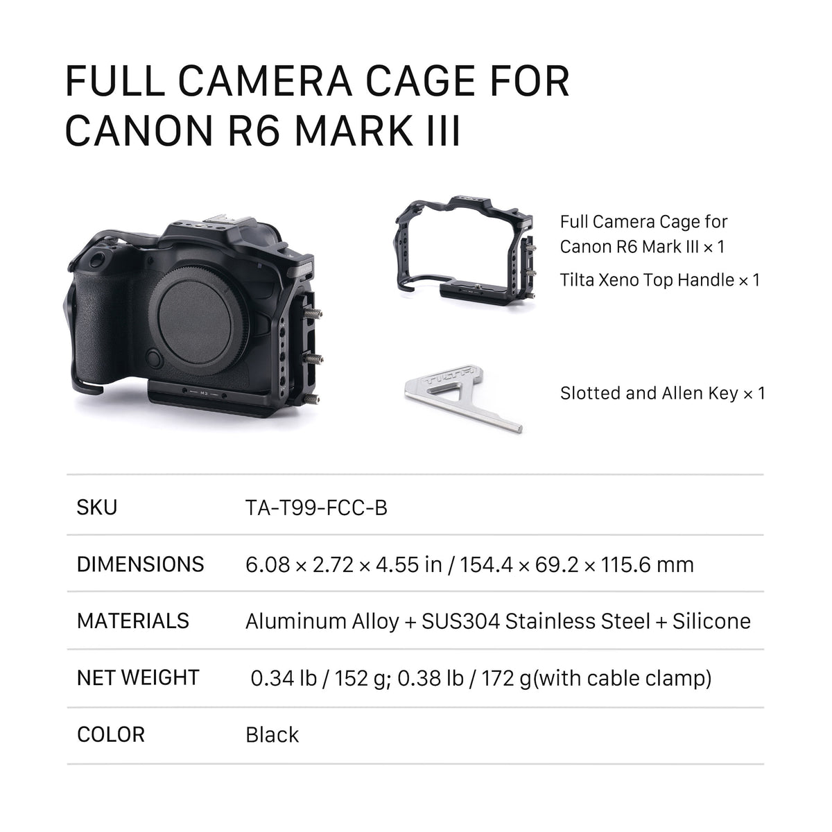 Tilta Full Camera Cage for Canon R6 Mark III - Black