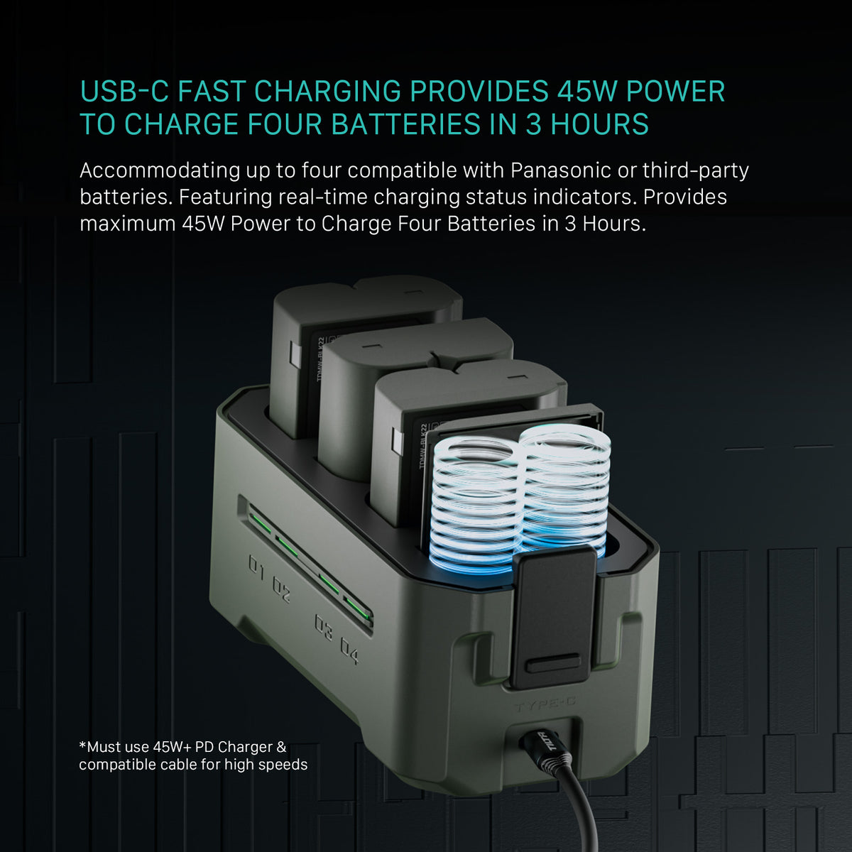Tilta Portable Charging Station for DMW-BLK22 (4 Channel) - Green