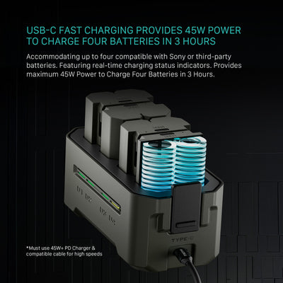 Tilta Portable Charging Station for NP-FZ100 (4 Channel) - Green