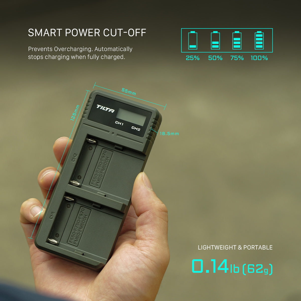 Tilta Battery Charger for L-Series/NP-F (2 Channel) - Green