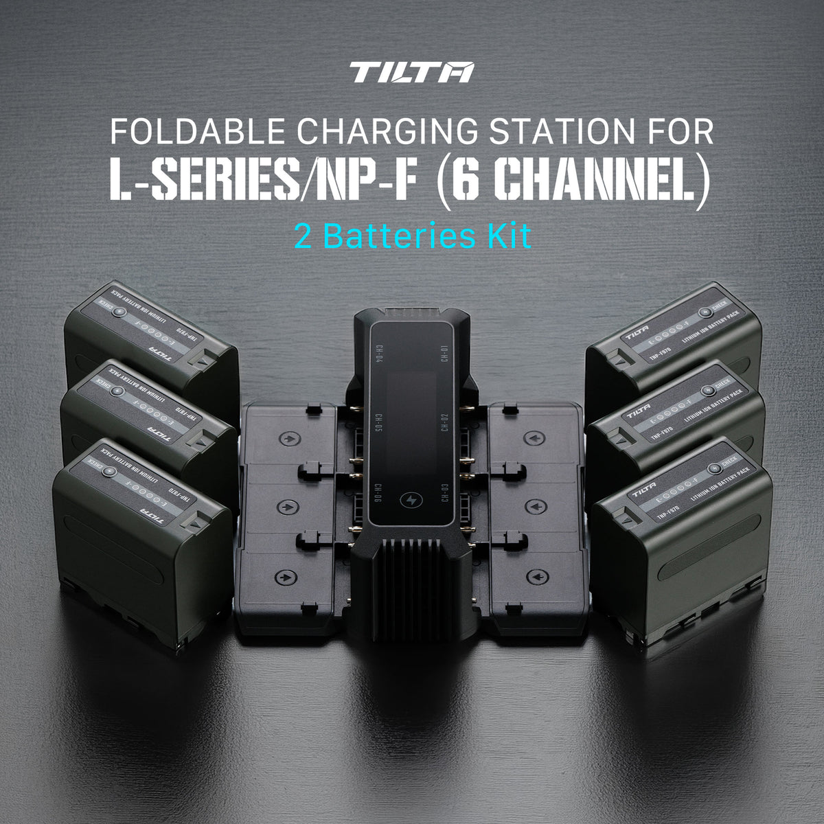 Tilta Foldable Charging Station for L-Series/NP-F Battery Kit (2 Batteries) - Black