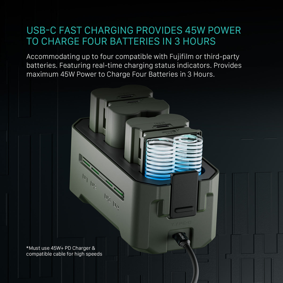 Tilta Portable Charging Station for NP-W235 (4 Channel) - Green