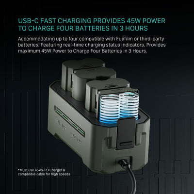 Tilta Portable Charging Station for NP-W235 (4 Channel) - Green