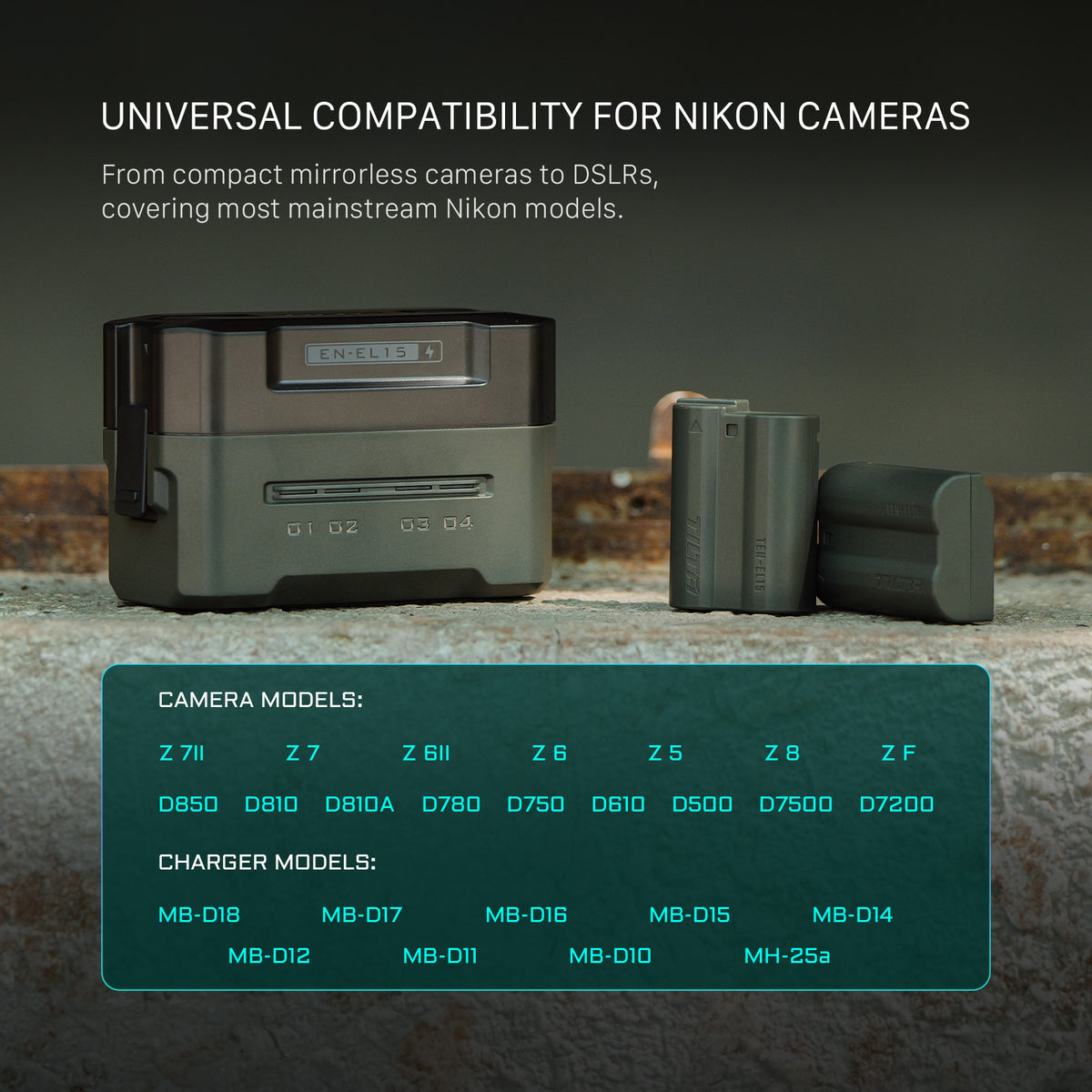 Tilta EN-EL15C Battery with USB-C Input (2400mAh) - Green
