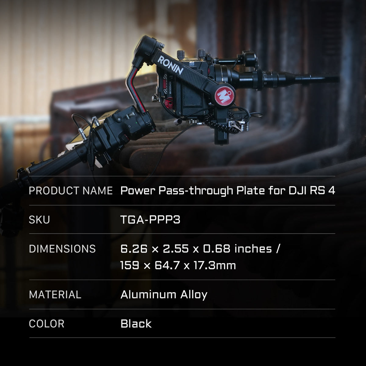 Tilta Battery Plate to DJI RS 4 Power Pass-through Plate Kit - L Series