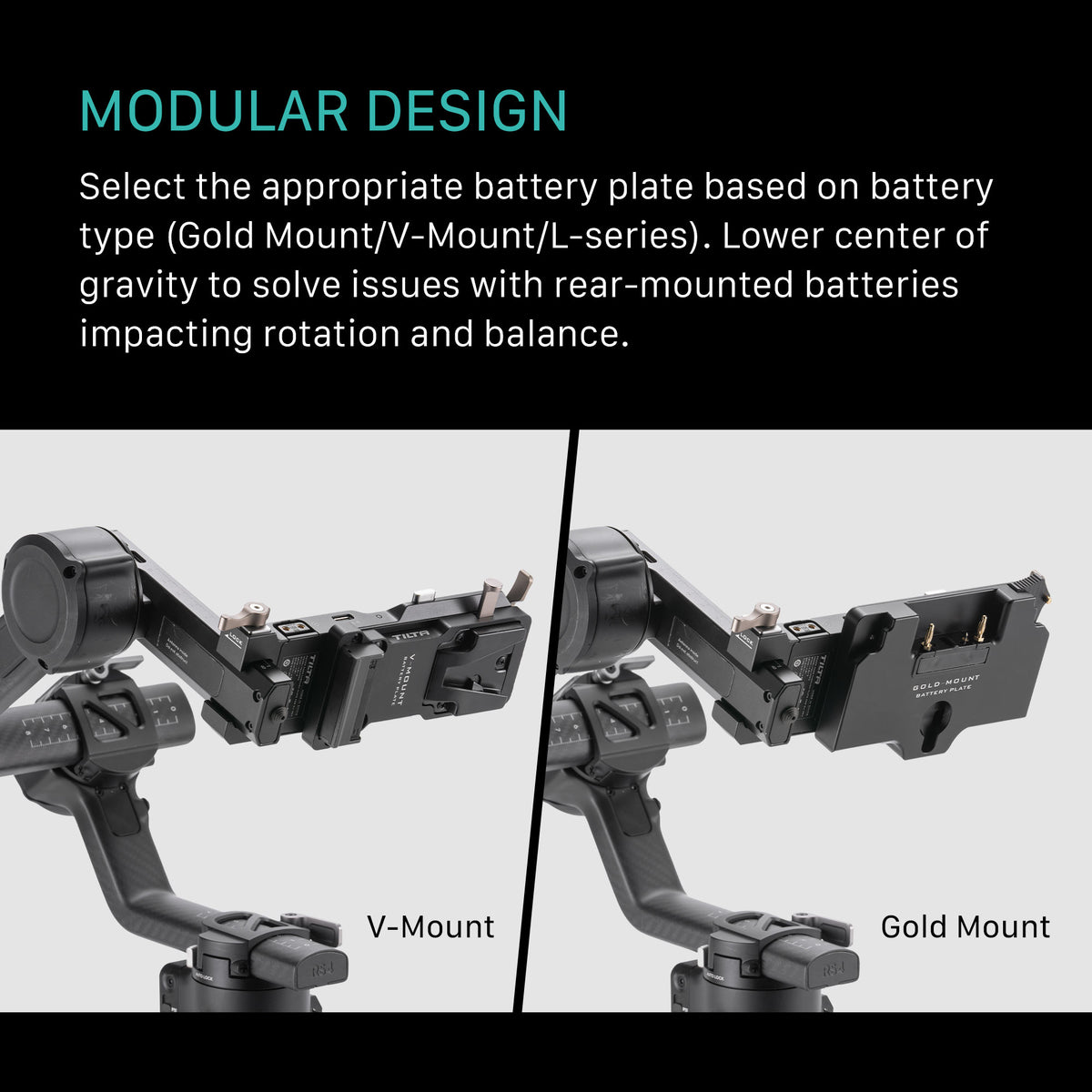 Tilta Battery Plate to DJI RS 4 Power Pass-through Plate Kit - V Mount