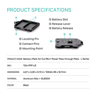 Tilta Battery Plate for DJI RS 4 Power Pass-through Plate - L Series