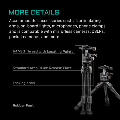 Tilta Tabletop Ball Head with 1-Stage Carbon Fiber Tripod Legs (3KG) - Space Gray