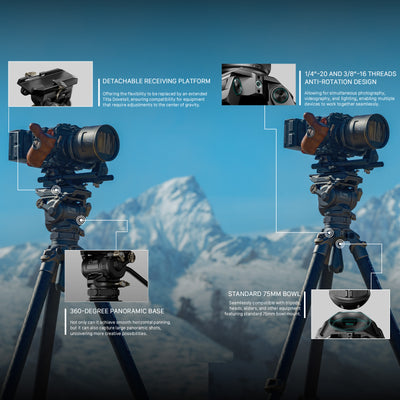 Tilta 75mm Cine Fluid Head with 3-Stage Carbon Fiber Tripod Legs (8KG) - Forest Camo