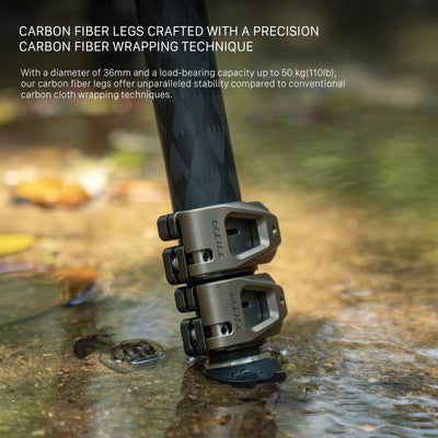 Tilta 75mm Cine Fluid Head with 3-Stage Carbon Fiber Tripod Legs (8KG) - Space Gray