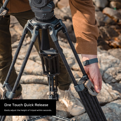 Tilta 75mm Cine Fluid Head with 2-Stage One Touch Carbon Fiber Tripod Legs (12KG) - Space Gray