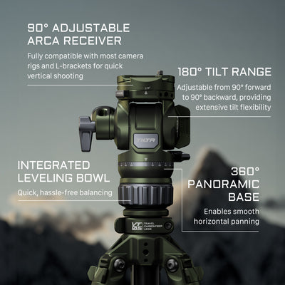 Tilta Travel Video Fluid Head with 3-Stage Carbon Fiber Tripod Legs (5KG) - Forest Green