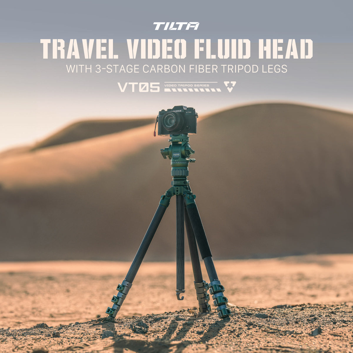 Tilta Travel Video Fluid Head with 3-Stage Carbon Fiber Tripod Legs (5KG) - Forest Green
