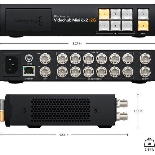 Blackmagic Design Videohub Mini 6x2 12G Router image 2